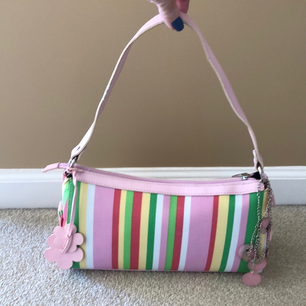 Pink Striped Women's Satchel Bag